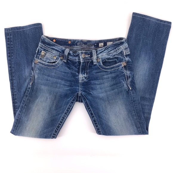 Miss Me Denim - Miss Me Style JE5340T10R Accent Sequin Straight Leg Jeans Sz 26
